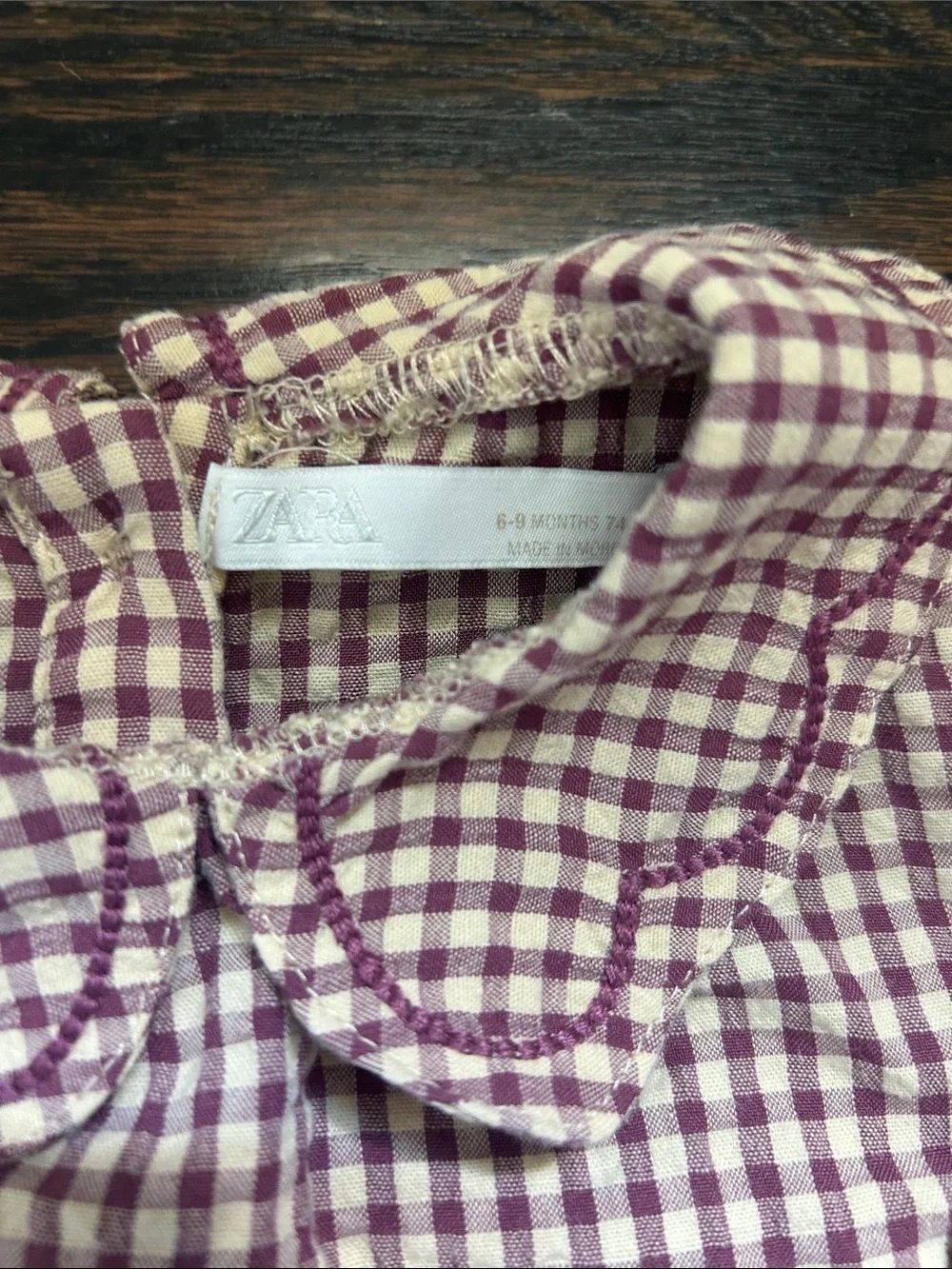 Zara Purple and Cream Gingham Baby Shirt